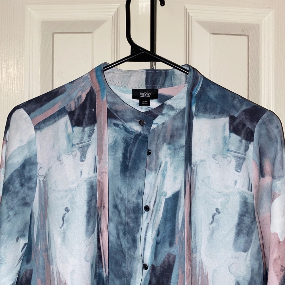 Multicolored Marbeled Long-Sleeve Button Up - Size Small